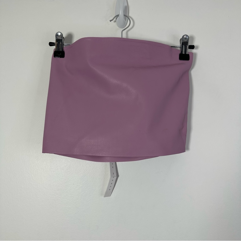 Revolve Susana Monaco Lavender Faux Leather Strapless Crop Top Size M Nwt